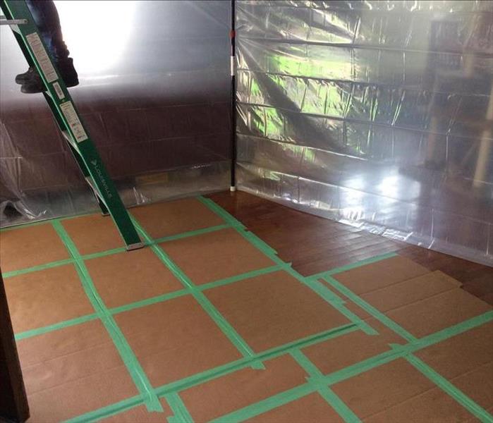 Picture of floor protection placed on a job site